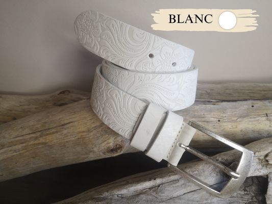 CEINTURE MIXTE EN CUIR ARTISANAL GRAS IMPRIME