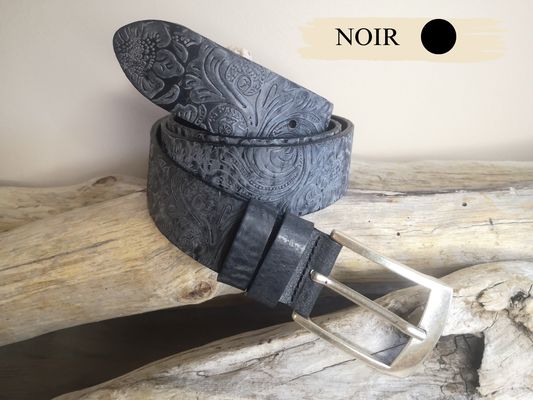 CEINTURE MIXTE EN CUIR ARTISANAL GRAS IMPRIME