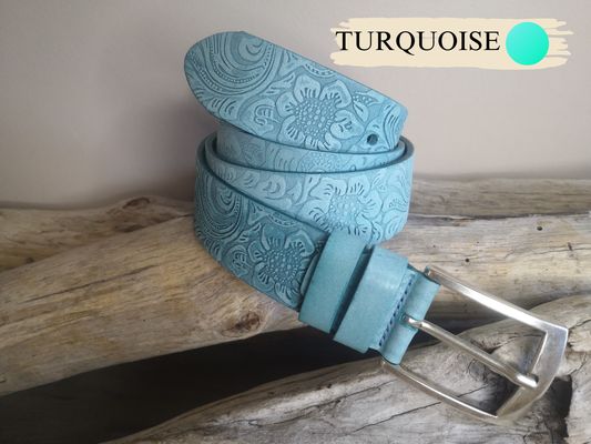 CEINTURE MIXTE EN CUIR ARTISANAL GRAS IMPRIME