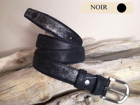 CEINTURE EN CUIR POUR FEMME PAILLETEE DE 3CM EN CUIR