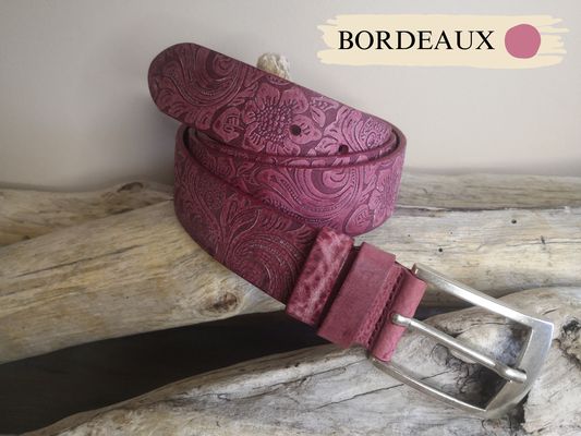 CEINTURE MIXTE EN CUIR ARTISANAL GRAS IMPRIME