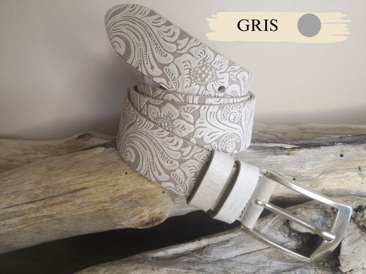 CEINTURE MIXTE EN CUIR ARTISANAL GRAS IMPRIME