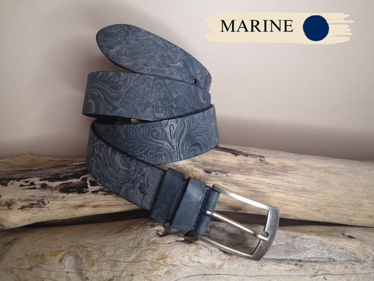 CEINTURE MIXTE EN CUIR ARTISANAL GRAS IMPRIME