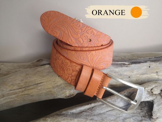 CEINTURE MIXTE EN CUIR ARTISANAL GRAS IMPRIME