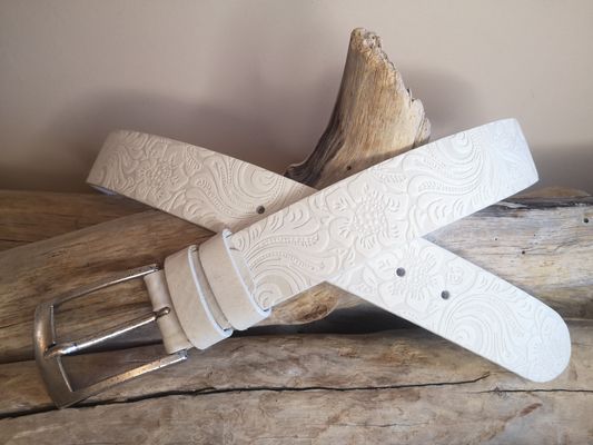 CEINTURE MIXTE EN CUIR ARTISANAL GRAS IMPRIME
