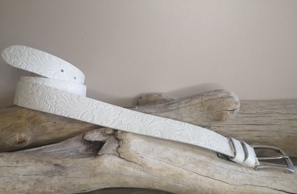 CEINTURE MIXTE EN CUIR ARTISANAL GRAS IMPRIME