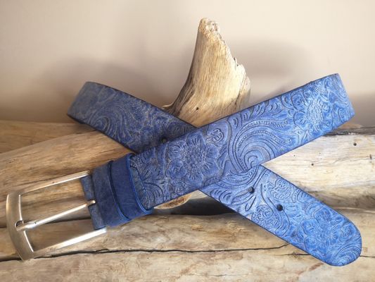 CEINTURE MIXTE EN CUIR ARTISANAL GRAS IMPRIME