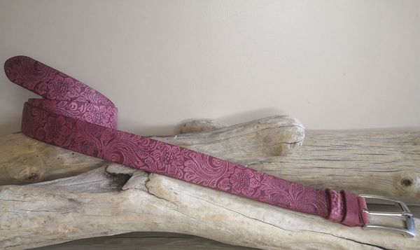 CEINTURE MIXTE EN CUIR ARTISANAL GRAS IMPRIME