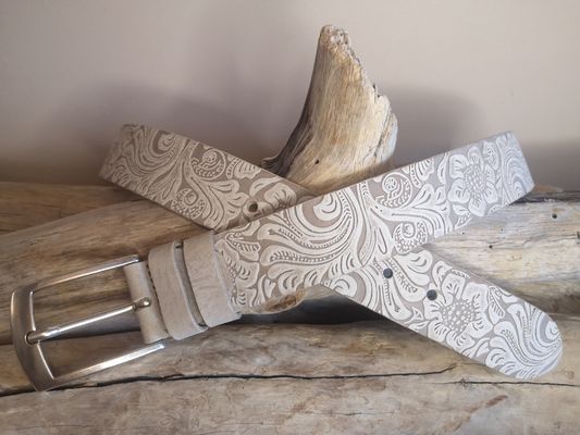 CEINTURE MIXTE EN CUIR ARTISANAL GRAS IMPRIME
