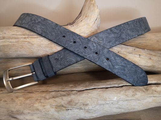 CEINTURE MIXTE EN CUIR ARTISANAL GRAS IMPRIME