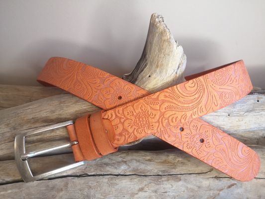 CEINTURE MIXTE EN CUIR ARTISANAL GRAS IMPRIME