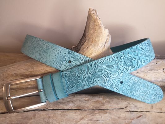 CEINTURE MIXTE EN CUIR ARTISANAL GRAS IMPRIME