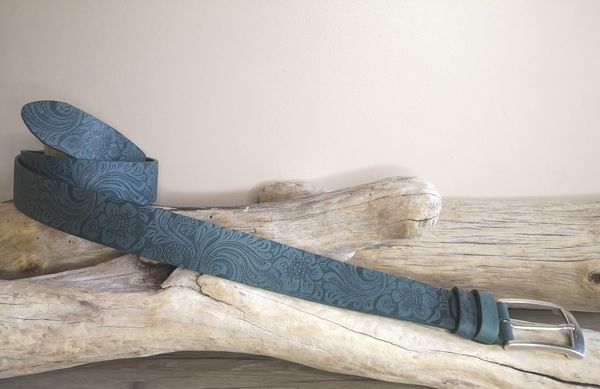 CEINTURE MIXTE EN CUIR ARTISANAL GRAS IMPRIME