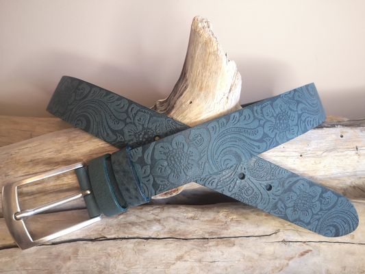 CEINTURE MIXTE EN CUIR ARTISANAL GRAS IMPRIME
