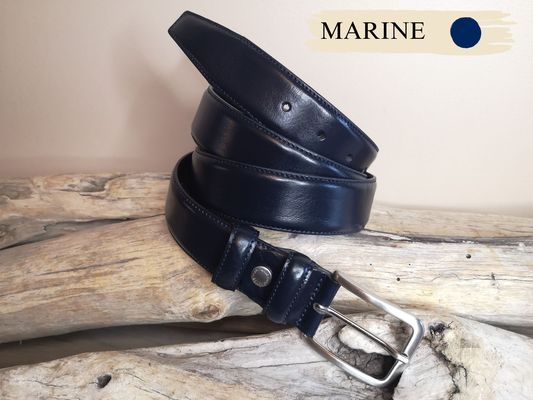 CEINTURE MIXTE EN CUIR DE VEAU DE 3.5 AVEC COUTURES
