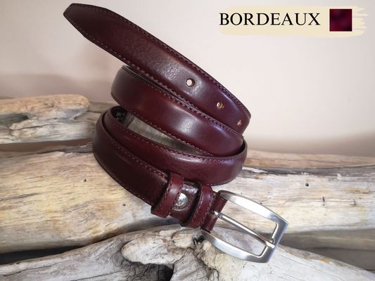 CEINTURE FEMME CUIR FINE 2.5CM EN CUIR DE VACHETTE AVEC COUTURES