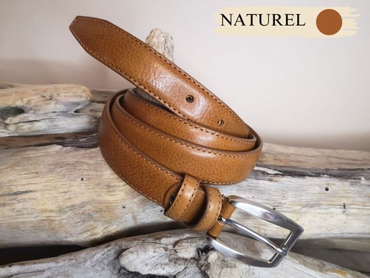 CEINTURE FEMME CUIR FINE 2.5CM EN CUIR DE VACHETTE AVEC COUTURES