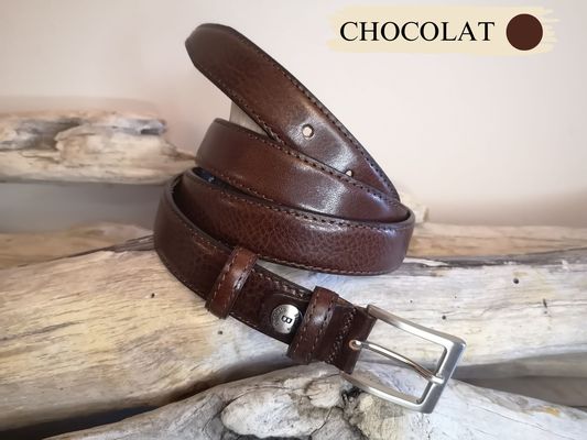 CEINTURE FEMME CUIR FINE 2.5CM EN CUIR DE VACHETTE AVEC COUTURES