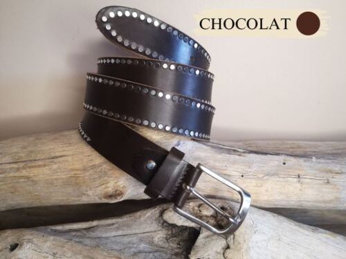 CEINTURE EN CUIR POUR HOMME CLOUTEE NOIRE