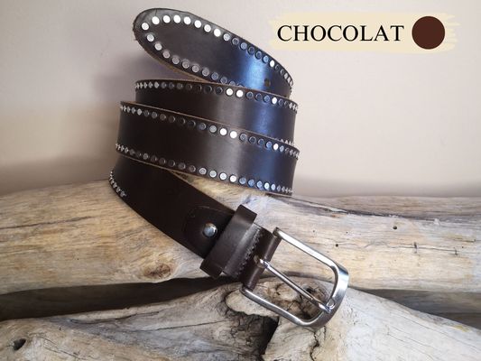 CEINTURE EN CUIR POUR HOMME CLOUTEE NOIRE