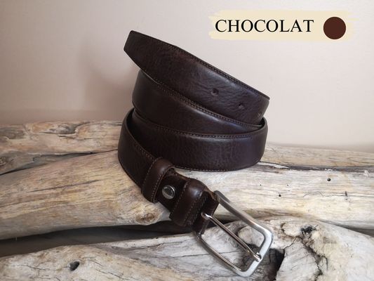 CEINTURE MIXTE EN CUIR DE VEAU DE 3.5 AVEC COUTURES
