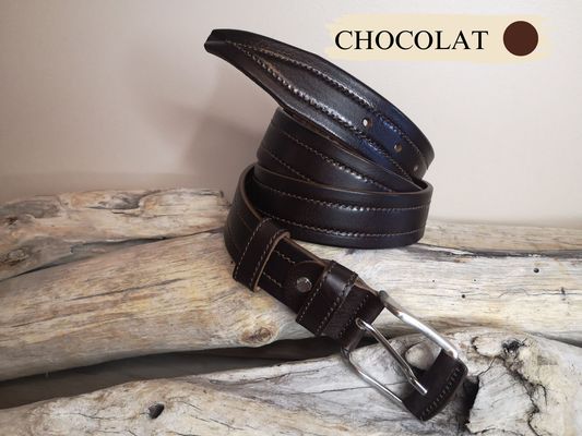 CEINTURES MIXTE EN CUIR DE 3.5CM AVEC COUTURES