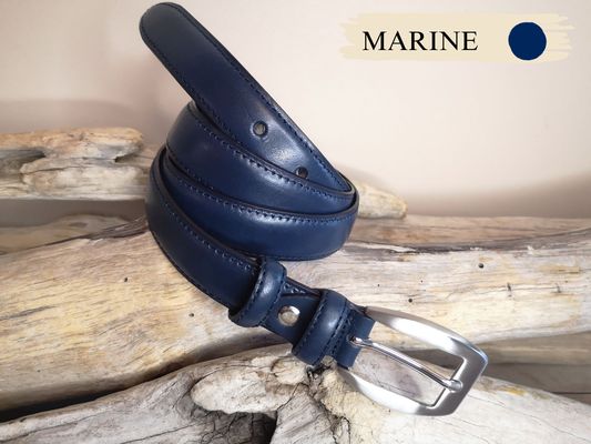 CEINTURE FEMME CUIR FINE 2.5CM EN CUIR DE VACHETTE AVEC COUTURES