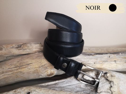 CEINTURE MIXTE EN CUIR DE VEAU DE 3.5 AVEC COUTURES