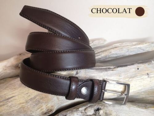 CEINTURES HOMME DE 3 CM EN CUIR VERITABLE AVEC COUTURES