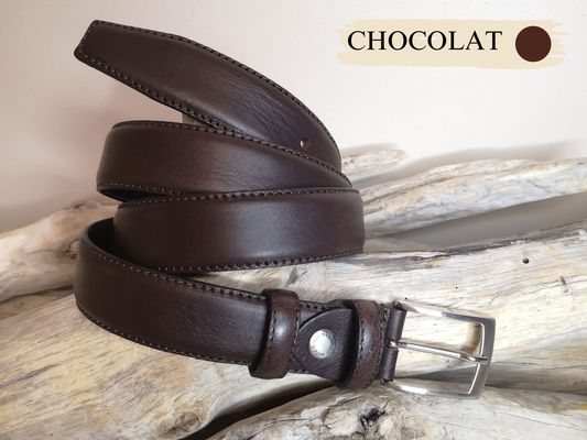 CEINTURES HOMME DE 3 CM EN CUIR VERITABLE AVEC COUTURES