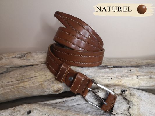 CEINTURES MIXTE EN CUIR DE 3.5CM AVEC COUTURES