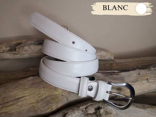 CEINTURE FEMME CUIR FINE 2.5CM EN CUIR DE VACHETTE AVEC COUTURES