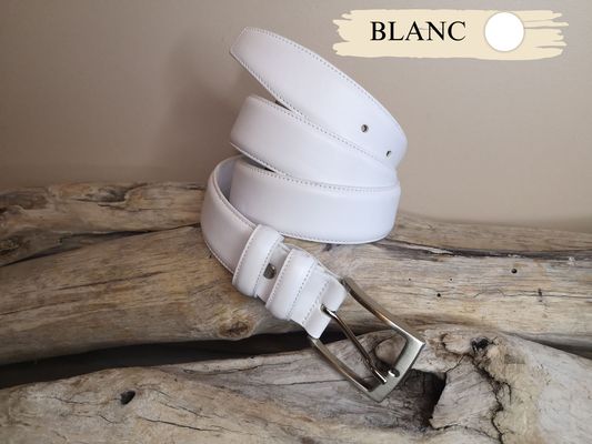 CEINTURE MIXTE EN CUIR DE VEAU DE 3.5 AVEC COUTURES