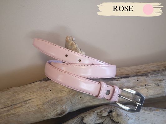 CEINTURE FEMME CUIR FINE 2.5CM EN CUIR DE VACHETTE AVEC COUTURES