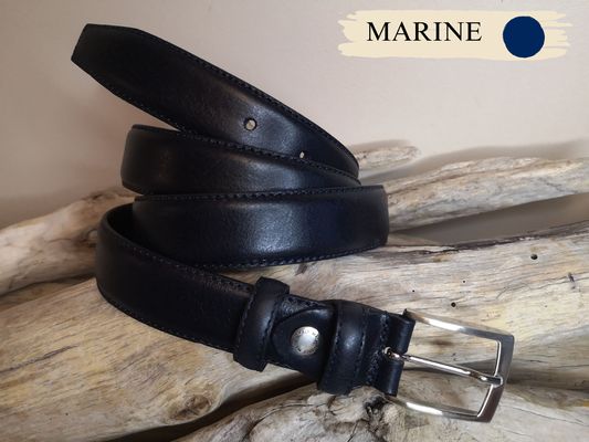 CEINTURES HOMME DE 3 CM EN CUIR VERITABLE AVEC COUTURES