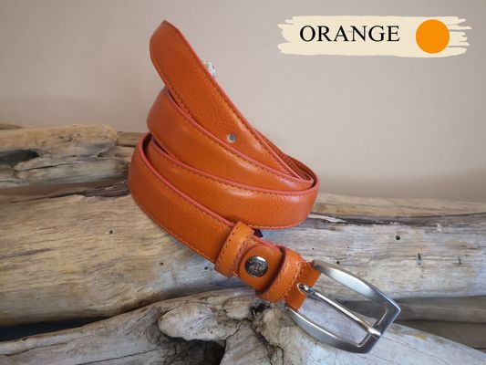 CEINTURE FEMME CUIR FINE 2.5CM EN CUIR DE VACHETTE AVEC COUTURES
