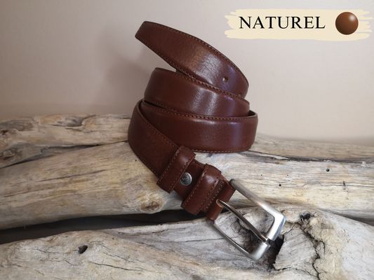 CEINTURE MIXTE EN CUIR DE VEAU DE 3.5 AVEC COUTURES