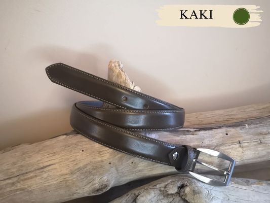 CEINTURE FEMME CUIR FINE 2.5CM EN CUIR DE VACHETTE AVEC COUTURES