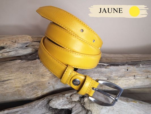 CEINTURE FEMME CUIR FINE 2.5CM EN CUIR DE VACHETTE AVEC COUTURES