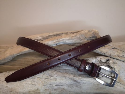 CEINTURE FEMME CUIR FINE 2.5CM EN CUIR DE VACHETTE AVEC COUTURES