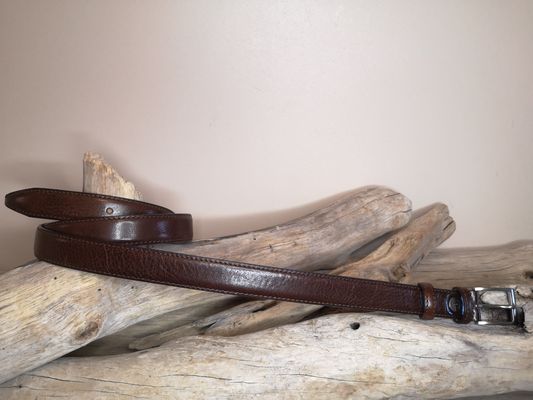 CEINTURE FEMME CUIR FINE 2.5CM EN CUIR DE VACHETTE AVEC COUTURES