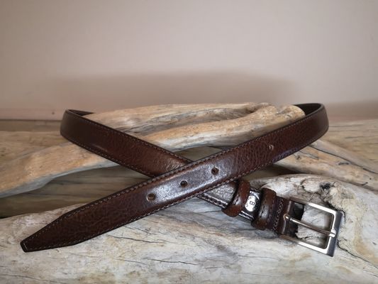 CEINTURE FEMME CUIR FINE 2.5CM EN CUIR DE VACHETTE AVEC COUTURES