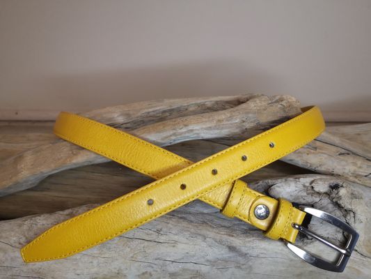 CEINTURE FEMME CUIR FINE 2.5CM EN CUIR DE VACHETTE AVEC COUTURES