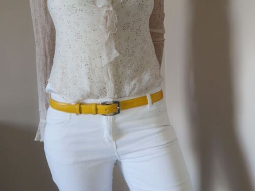CEINTURE FEMME CUIR FINE 2.5CM EN CUIR DE VACHETTE AVEC COUTURES