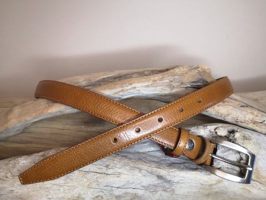 CEINTURE FEMME CUIR FINE 2.5CM EN CUIR DE VACHETTE AVEC COUTURES