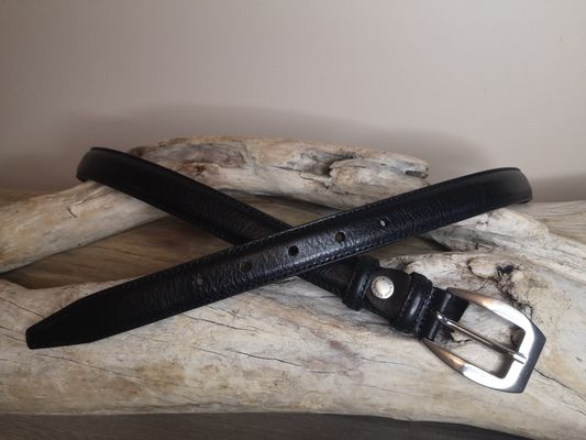 CEINTURE FEMME CUIR FINE 2.5CM EN CUIR DE VACHETTE AVEC COUTURES
