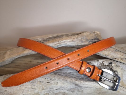 CEINTURE FEMME CUIR FINE 2.5CM EN CUIR DE VACHETTE AVEC COUTURES