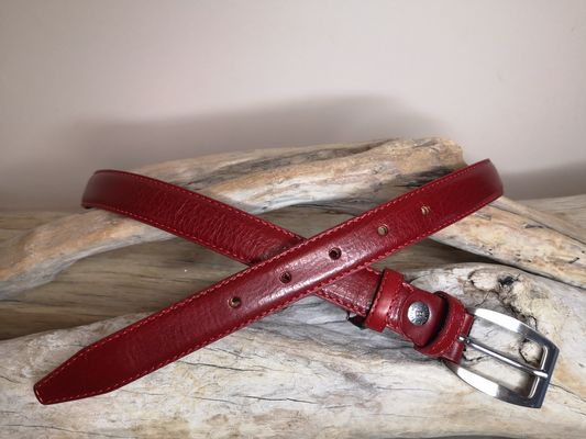 CEINTURE FEMME CUIR FINE 2.5CM EN CUIR DE VACHETTE AVEC COUTURES