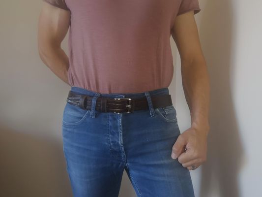 CEINTURES MIXTE EN CUIR DE 3.5CM AVEC COUTURES