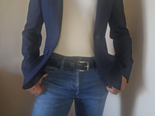 CEINTURE MIXTE DE 3.5CM EN CUIR DE TAUREAU AVEC COUTURES
